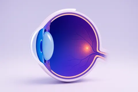 Corte del ojo humano con la retina y la mácula, donde Visiónix acumula luteína y zeaxantina